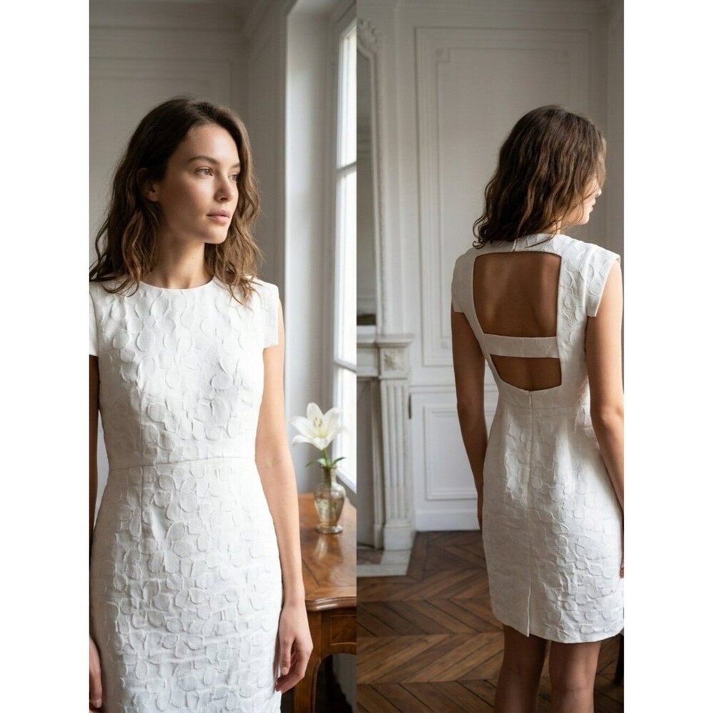 Suzi Chin for Maggy Boutique white open back shift dress size 0